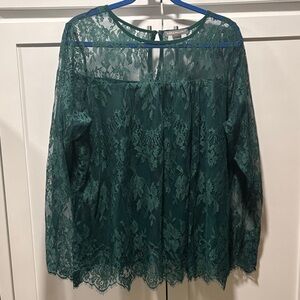 Elegant Green Lace Women's Top